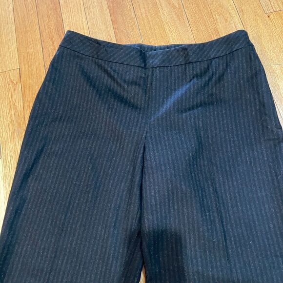 AKRIS Womens Pinstripe Wool Career Pants Size 10 Straight Leg Brown Excellent - Picture 2 of 14